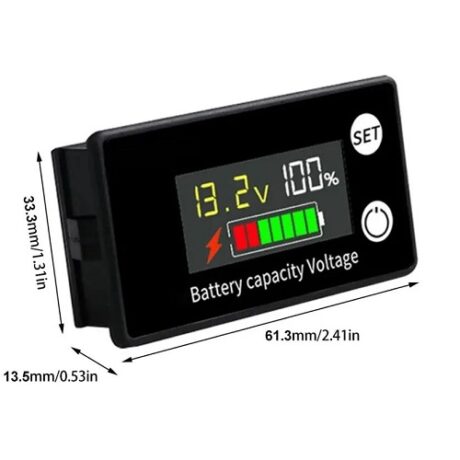 Voltmetru de panou cu afisaj procent baterie, Litiu, LifePo4, AMG, Gel, Plumb-acid, 8V-100VDC