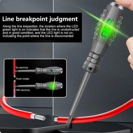 Detector de tensiune fara contact 12V-230V, faza, nul, impamantare si continuitate cu contact, avertizare luminoasa distinta, surubelnita PH1
