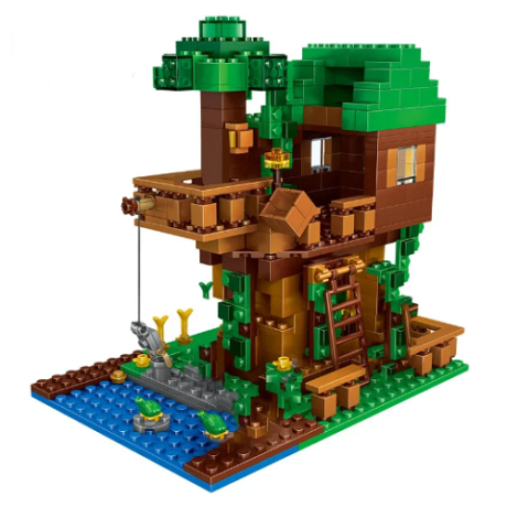 Set de constructie de jucarie din blocuri de caramizi tip lego, minecraft, 4 figurine, 163 piese
