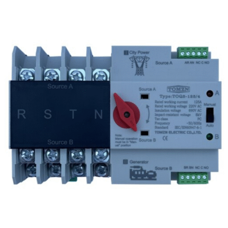 Comutator automat de transfer TOMZN, 125A, 400V, 4P, retea-generator, ATS, trifazat