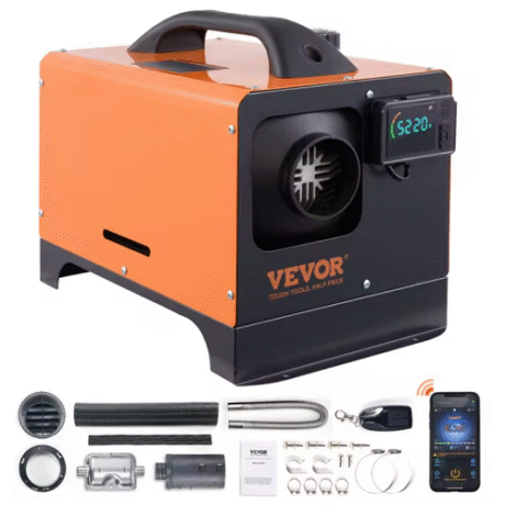 Incalzitor de aer diesel VEVOR 8KW, 12V, All-in-One tip cub, afisaj LCD albastru, Bluetooth, o singura iesire de aer, pentru incalzire masina, barca, autobuz, rulota, camion, tir