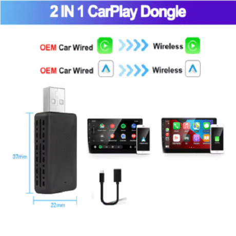 Adaptor USB - Wi-Fi pentru CarPlay si Android Auto, 2, 4+5, 8Gh WIFI, Bluetooth 5.0