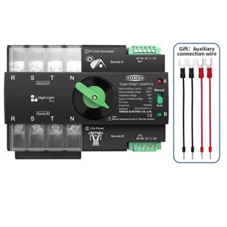 Comutator ATS TOMZN , ATS, 4P, 125A, 220V 230V, pentru retea + PV