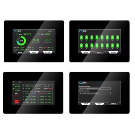 Display BMS Jikong 4.3 inch V19, compatibil 8S/16S, LiFePO4, Li-ion, LTO, monitorizare tensiune, curent, temperatura