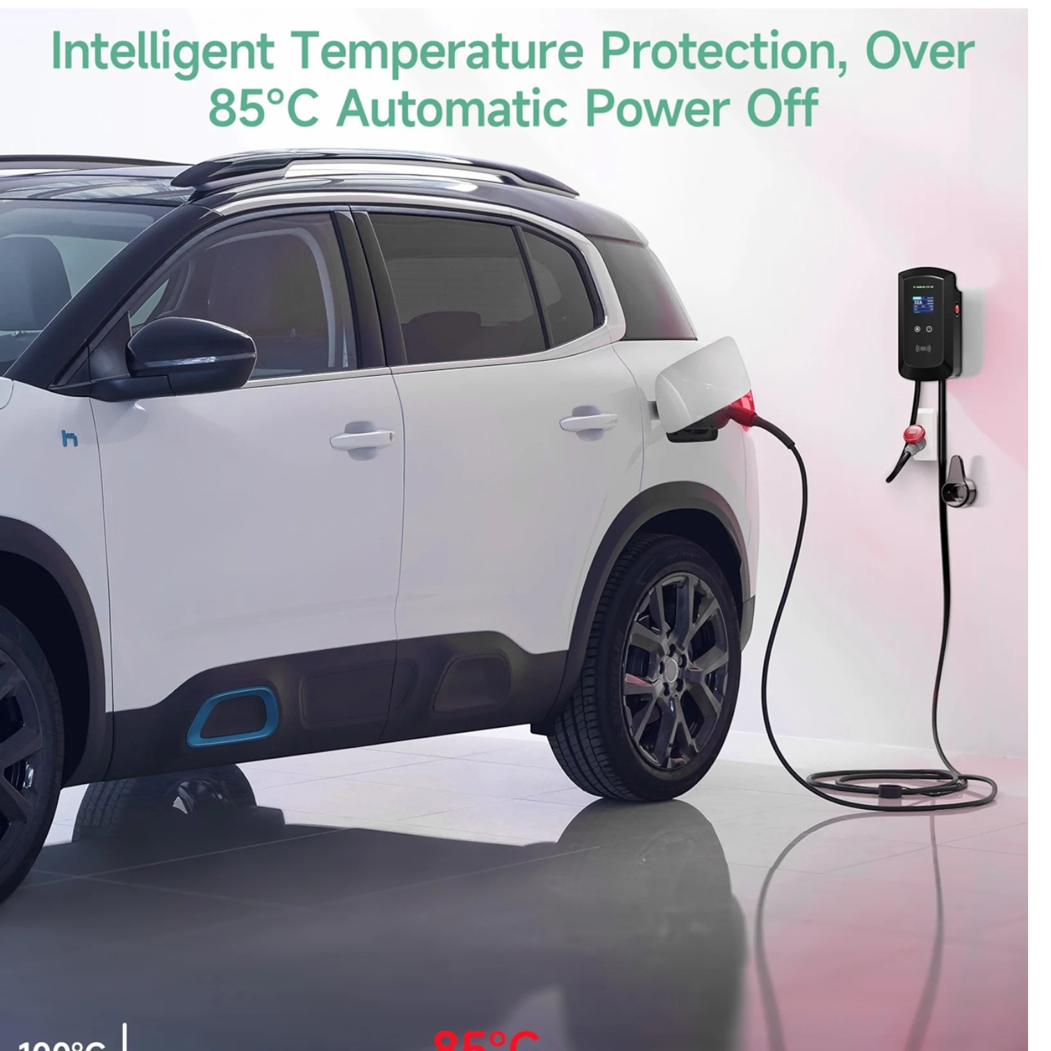 Statie electrica incarcare auto, EV Smart, 7.6KW 32A, monofazata Type 2, WiFi, cartele RFID incluse, putere iesire reglabila 8A–32A, IP66, cablu 5m, Negru - imagine 5